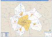 Lexington-Fayette Metro Area Wall Map Basic Style